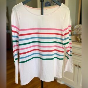 Boden White Tee with Pale Pink Logo